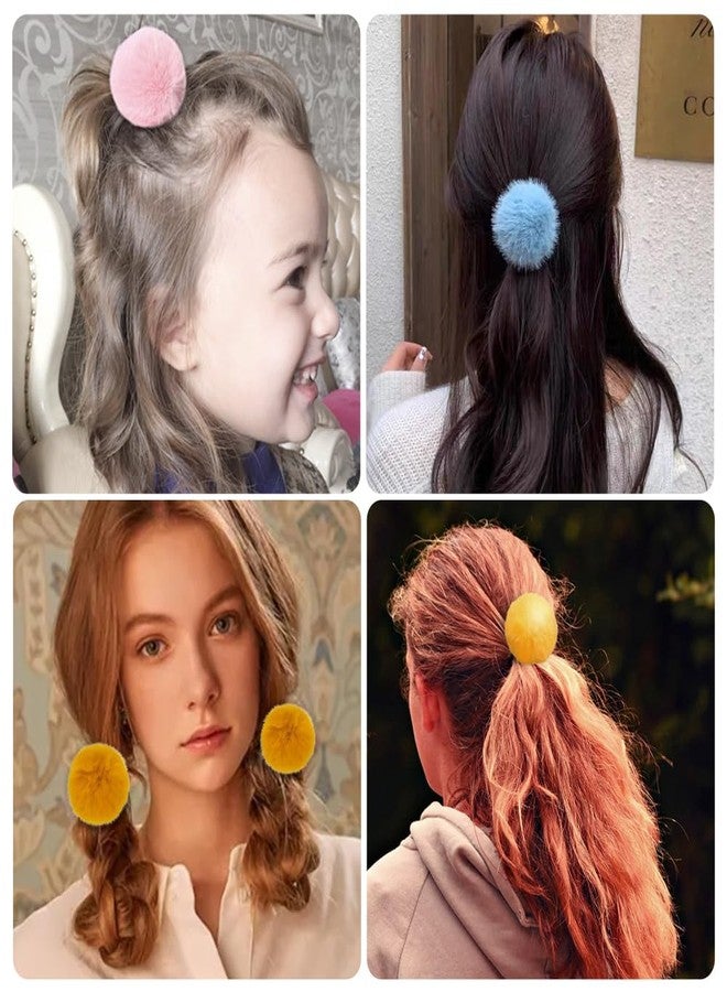 بلو زو مجموعة بلو زوو المكونة من 16 قطعة من ربطات الشعر المزينة بكرات بوم بوم كبيرة ورقيقة للنساء والفتيات والمراهقات والأطفال، ربطات شعر سميكة ومرنة للغاية لا تسبب أي ضرر أو شد للشعر، 16 لونًا، حبال بقطر 1.5 بوصة - Image 4